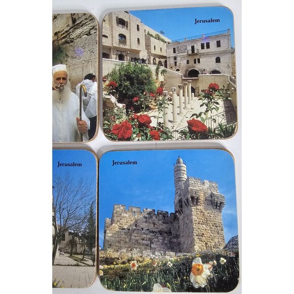 Set Of 6 Jerusalem Photo Coasters Cork Backing - Middle Eastern Landmark Scenes - Picture 4 of 6